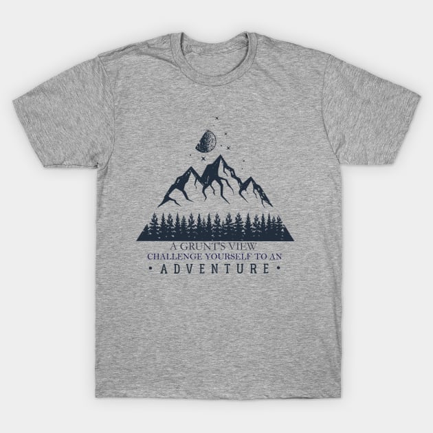 THE NIGHT TIME SKY WITH MOUNTAINS, MOON AND STARS T-Shirt by A Grunt's View